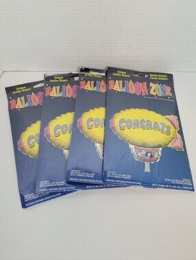 Congrats Congratulations Yellow Foil Blimp Balloons Lot of Four NWT